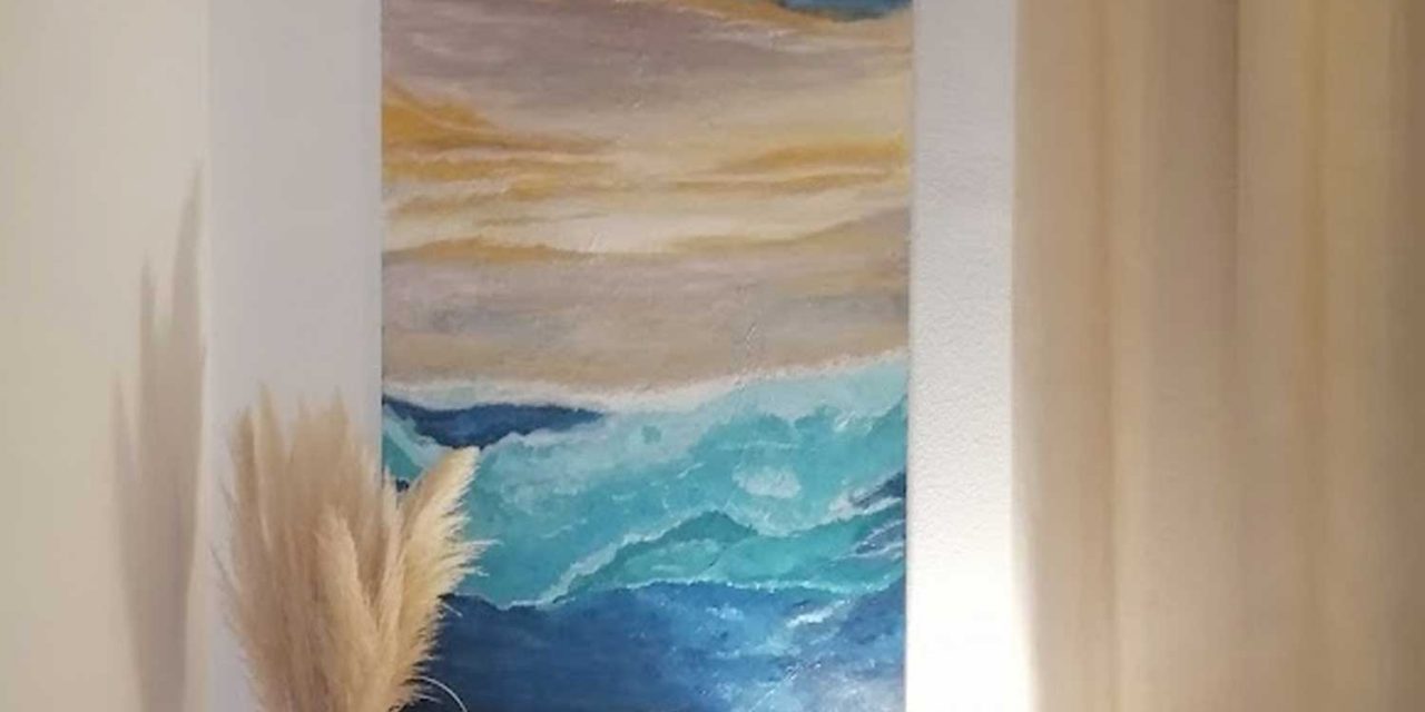 Marina abstracta en pintura acrílica