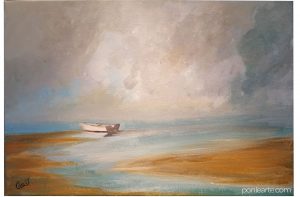 Una barca en la orilla. Pintura acrílica. Clara Ortega. Ponle Arte.